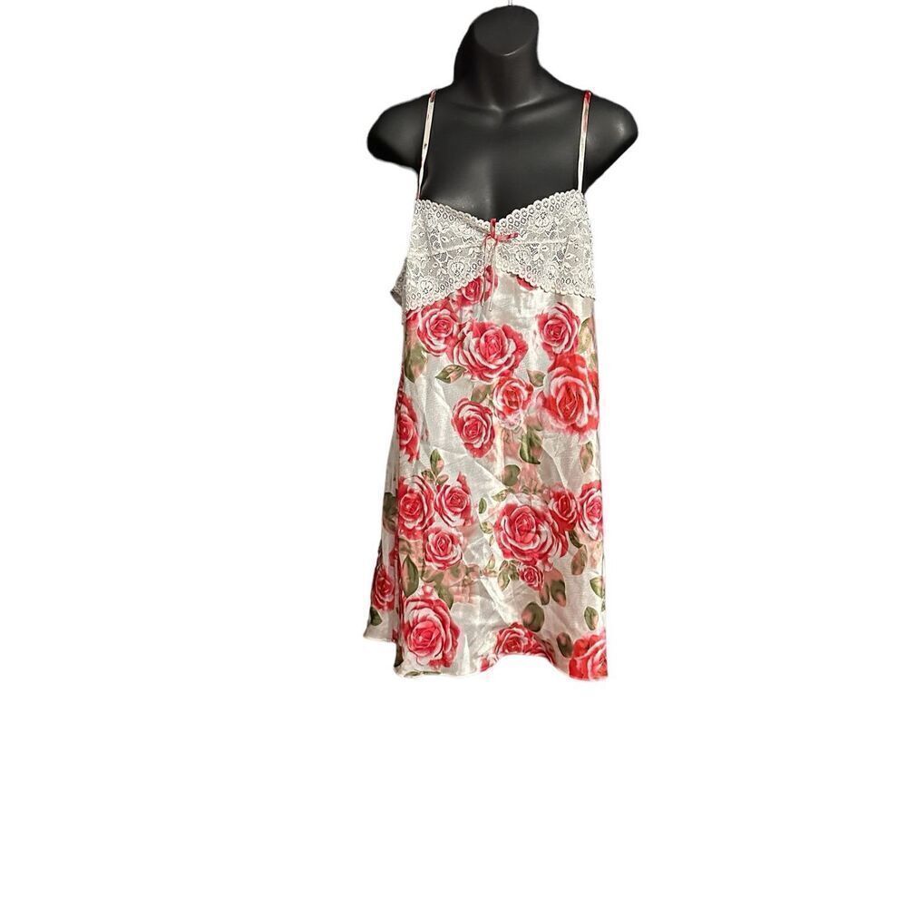 Beautiful Morgan Taylor Intimates Floral Lace Satin Babydoll Nightgown Size Medi - Picture 3 of 8